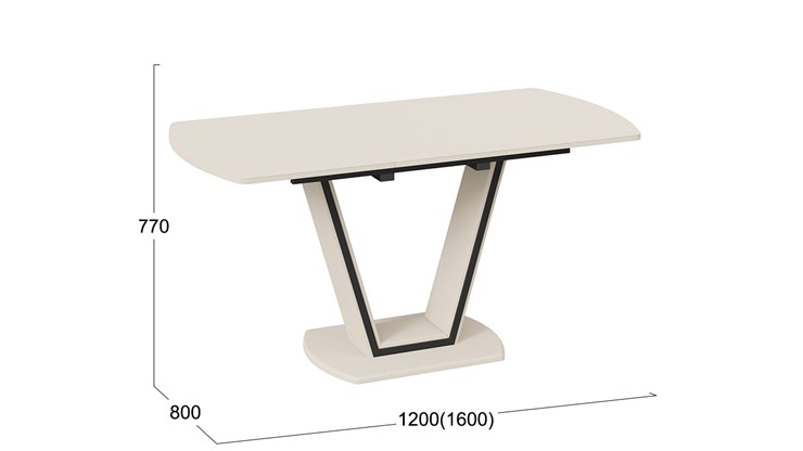 Кухонный стол раскладной Дели Тип 2 (Бежевый софт, Стекло матовое бежевое) в Стерлитамаке - изображение 2