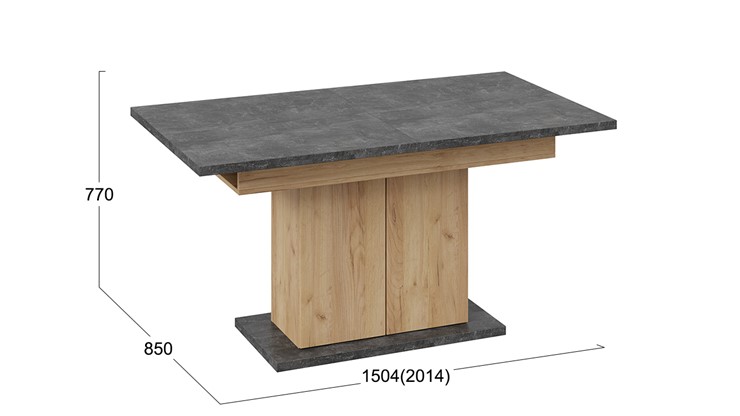 Кухонный раскладной стол Детройт тип 1 (Дуб Крафт золотой/Ателье) в Уфе - изображение 4