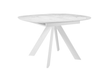 Кухонный стол раздвижной DikLine BK100 Керамика Белый мрамор/подстолье белое/опоры белые в Стерлитамаке - предосмотр