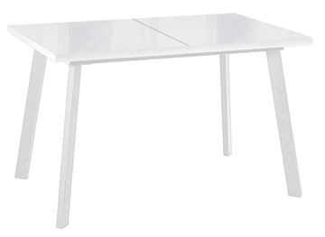 Кухонный раздвижной стол Dikline HBS120 Стекло белое/ножки белые в Стерлитамаке