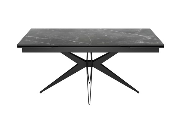 Обеденный раздвижной стол DikLine KW160 мрамор С45 (керамика черная)/опоры черные в Стерлитамаке - изображение