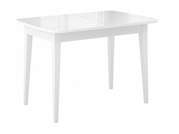 Кухонный раздвижной стол Dikline M110 Белый/стекло белое глянец/ножки MM белые в Уфе