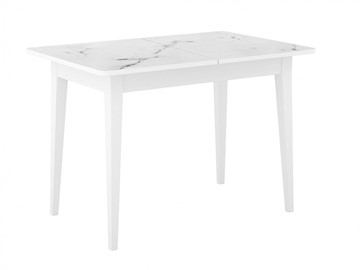 Кухонный раскладной стол Dikline M110 Белый/стекло белый мрамор сатин/ножки MM белые в Уфе