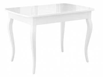 Кухонный стол раскладной Dikline M120 Белый/стекло белое глянец/ножки MC белые в Салавате