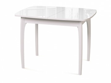 Кухонный раскладной стол Dikline M40 стекло белое/ножки белые в Салавате
