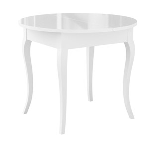 Кухонный стол раскладной Dikline MR100 Белый/стекло белое глянец/ножки MC белые в Стерлитамаке - предосмотр