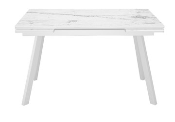 Обеденный раздвижной стол DikLine SKA125 Керамика Белый мрамор/подстолье белое/опоры белые (2 уп.) в Стерлитамаке - предосмотр