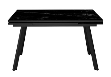 Кухонный раздвижной стол DikLine SKA125 Керамика Черный мрамор/подстолье черное/опоры черные (2 уп.) в Стерлитамаке - предосмотр