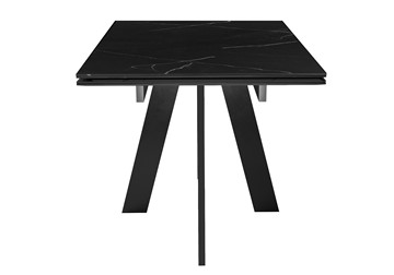 Кухонный стол раскладной DikLine SKM140 Керамика Черный мрамор/подстолье черное/опоры черные (2 уп.) в Стерлитамаке - предосмотр 1