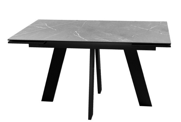 Стол раздвижной DikLine SKM140 Керамика серый мрамор/подстолье черное/опоры черные (2 уп.) в Стерлитамаке - изображение 1