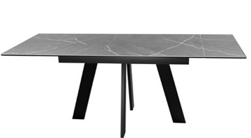 Стол раздвижной DikLine SKM140 Керамика серый мрамор/подстолье черное/опоры черные (2 уп.) в Стерлитамаке - предосмотр 2