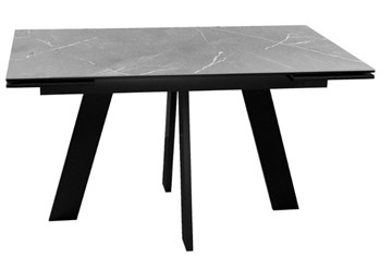 Стол раздвижной DikLine SKM140 Керамика серый мрамор/подстолье черное/опоры черные (2 уп.) в Стерлитамаке - предосмотр
