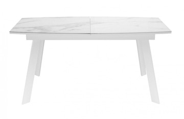 Кухонный стол раздвижной Dikline XLS160 мрамор белый глянец/ножки белые в Стерлитамаке - предосмотр 1