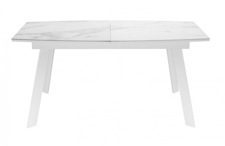 Кухонный стол раздвижной Dikline XLS160 мрамор белый глянец/ножки белые в Стерлитамаке - изображение 1