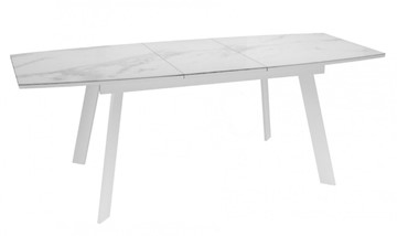 Кухонный стол раздвижной Dikline XLS160 мрамор белый глянец/ножки белые в Стерлитамаке - предосмотр 2