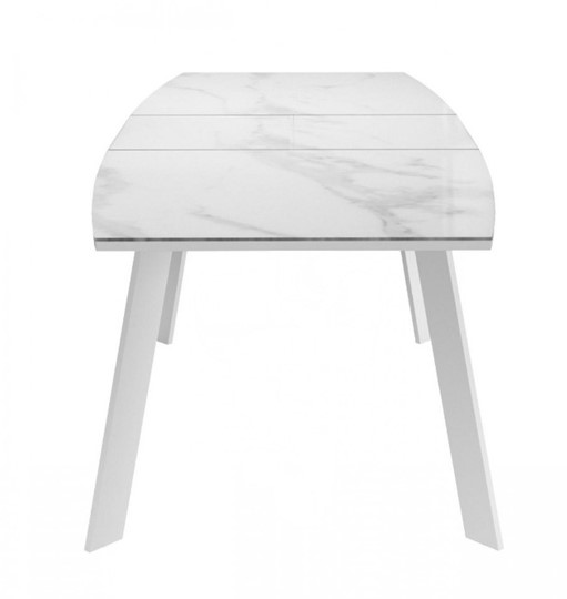 Кухонный стол раздвижной Dikline XLS160 мрамор белый глянец/ножки белые в Стерлитамаке - изображение 3
