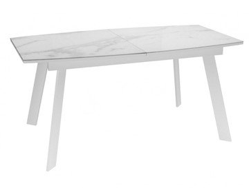 Кухонный стол раздвижной Dikline XLS160 мрамор белый глянец/ножки белые в Стерлитамаке - предосмотр