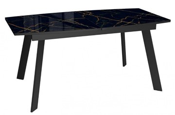 Кухонный стол раскладной Dikline XLS160 мрамор черный глянец/ножки черные в Стерлитамаке