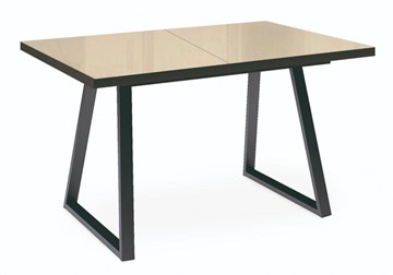 Кухонный стол раздвижной Dikline ZBS120 Стекло крем/ножки черные в Уфе