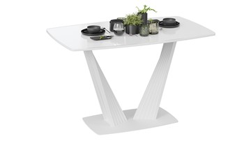 Кухонный стол раздвижной Фабио тип 1 (Белый матовый, Стекло глянцевое белое) в Уфе
