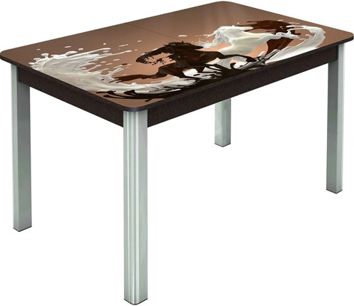 Кухонный стол раскладной Гамбург исп.1 ноги метал. крашеные №23, Фотопечать (Кофе №18) в Стерлитамаке - изображение
