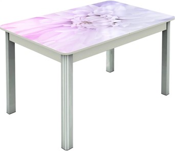 Кухонный стол раздвижной Гамбург исп.2 ноги метал. крашеные №23, Фотопечать (Цветы №54) в Уфе