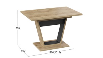 Кухонный раскладной стол Гавана тип 1 (Дуб крафт золотой/Черный) в Уфе - предосмотр 5
