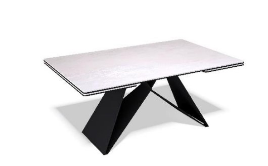 Кухонный раздвижной стол KB1400, черный/керамика белая в Стерлитамаке - изображение