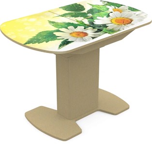 Кухонный раскладной стол Корсика исп. 1 Фотопечать (Цветы №3) 1100(1415)*700 в Стерлитамаке