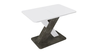 Обеденный раздвижной стол Люксембург тип 1 (Белый/Ателье темный/Стекло белое матовое) в Салавате