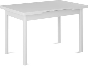 Кухонный стол раскладной Милан-1 EVO, ноги металлические белые, белый цемент в Уфе