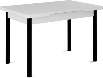Кухонный раскладной стол Милан-1 EVO, ноги металлические черные, белый цемент в Стерлитамаке - предосмотр