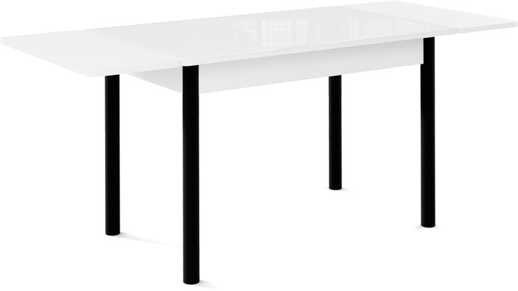 Раздвижной стол Милан-1 EVO, ноги металлические черные, стекло белое/серый в Стерлитамаке - изображение 1