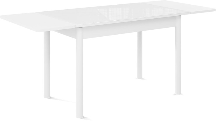Кухонный раскладной стол Милан-мини EVO (ноги металлические белые, стекло белое/белый) в Стерлитамаке - изображение 1