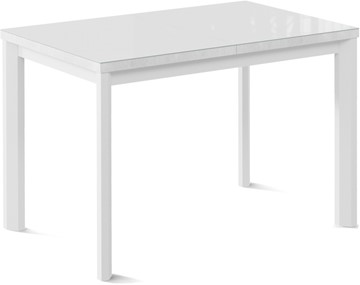 Кухонный раздвижной стол Нагано-1G (ноги металлические белые, стекло cristal/белый цемент) в Уфе