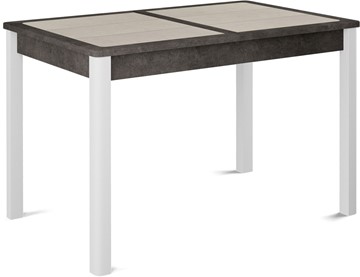 Кухонный раскладной стол Ницца-1 ПЛ (ноги белые, плитка бежевая/серый камень) в Уфе