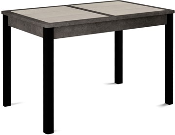Кухонный стол раздвижной Ницца-1 ПЛ (ноги черные, плитка бежевая/серый камень) в Стерлитамаке - предосмотр