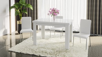 Кухонный раскладной стол Норман тип 1, цвет Белый/Стекло белый глянец в Салавате - предосмотр 4