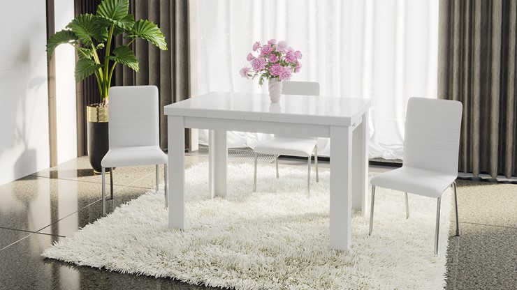 Кухонный раскладной стол Норман тип 1, цвет Белый/Стекло белый глянец в Стерлитамаке - изображение 4