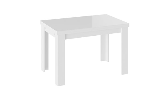 Кухонный раскладной стол Норман тип 1, цвет Белый/Стекло белый глянец в Салавате - изображение