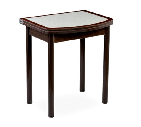 Кухонный раздвижной стол НСПГ-02 СТК, венге/темно-коричневое/узор бело-медный/опоры прямые коричневые в Уфе - изображение