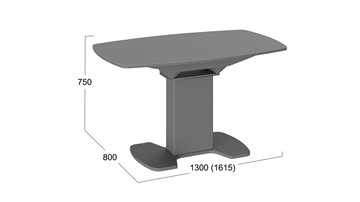 Кухонный раскладной стол Портофино (СМ(ТД)-105.02.11(1)), цвет Серое/Стекло серое матовое LUX в Уфе - предосмотр 1