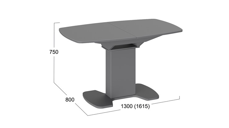 Кухонный раскладной стол Портофино (СМ(ТД)-105.02.11(1)), цвет Серое/Стекло серое матовое LUX в Уфе - изображение 1