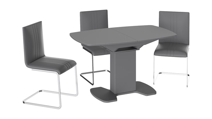 Кухонный раскладной стол Портофино (СМ(ТД)-105.02.11(1)), цвет Серое/Стекло серое матовое LUX в Уфе - изображение 2