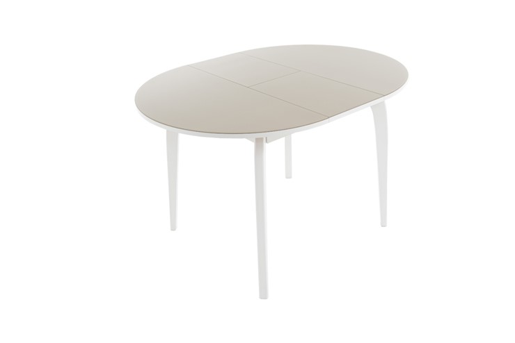 Кухонный раскладной стол Ривьера исп. круг хром №5 (стекло белое/белый) в Стерлитамаке - изображение 2