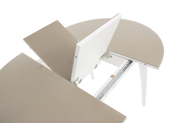 Кухонный раскладной стол Ривьера исп. круг хром №5 (стекло белое/белый) в Стерлитамаке - изображение 5