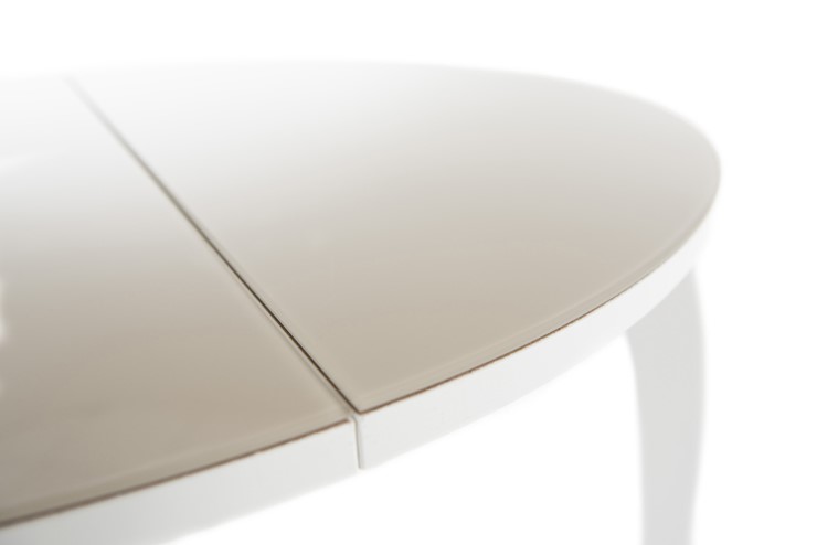 Кухонный раскладной стол Ривьера исп. круг хром №5 (стекло белое/белый) в Стерлитамаке - изображение 6