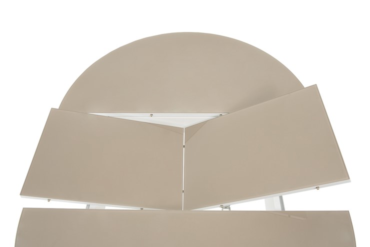 Кухонный стол раздвижной Ривьера исп. круг хром №5 (стекло белое/черный) в Уфе - изображение 4