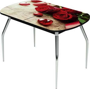 Кухонный стол раздвижной Ривьера исп.1 ноги метал. крашеные №24 Фотопечать (Цветы №33) в Уфе
