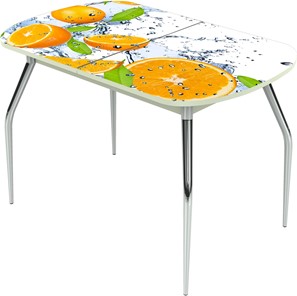Кухонный раздвижной стол Ривьера исп.1 ноги метал. крашеные №24 Фотопечать (Фрукты №16) в Уфе